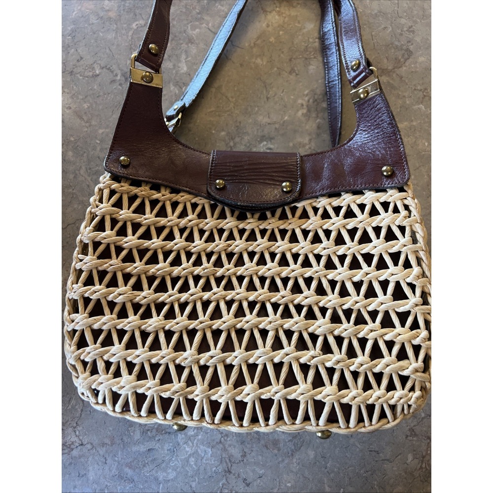 Vintage 1970's ETIENNE AIGNER Woven Wicker w/Leather Attachments - Picture 6 of 10